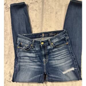 7 for all mankind ankle gwenevere distressed jeans womens sz 29